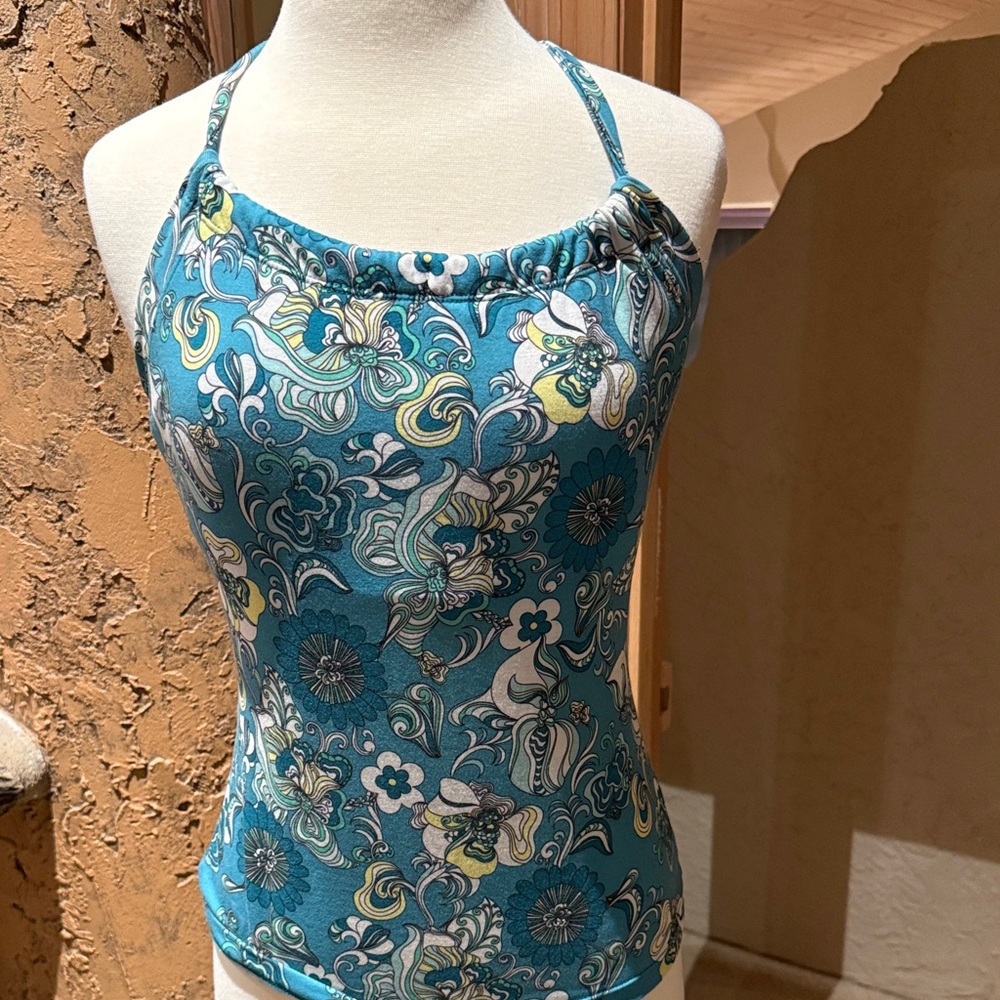 Prana Teal Floral athletic Top